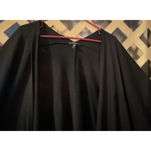EILEEN FISHER Black Knit Organic Cotton Blend Cardigan Lagen Minimalist L - Picture 3 of 7